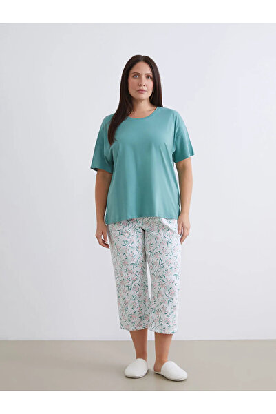 LC Waikiki Crew Neck Floral Women's Capri Pajama Set