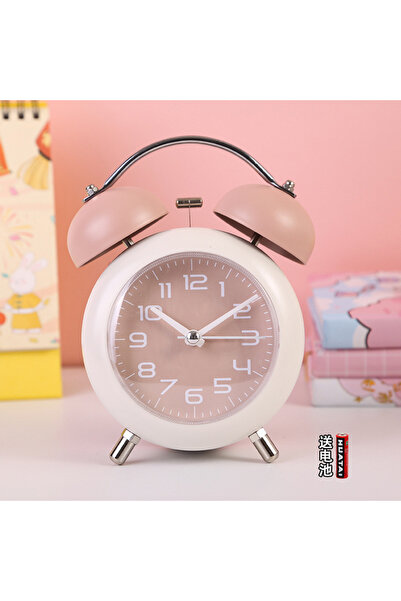 Livava Metal Masa Saati Alarmlı ve Işıklı, Pembe, 15x10