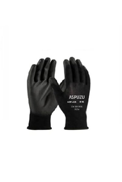 aspuzu , Asp-41B Polyester Black Pu Work Safety Glove