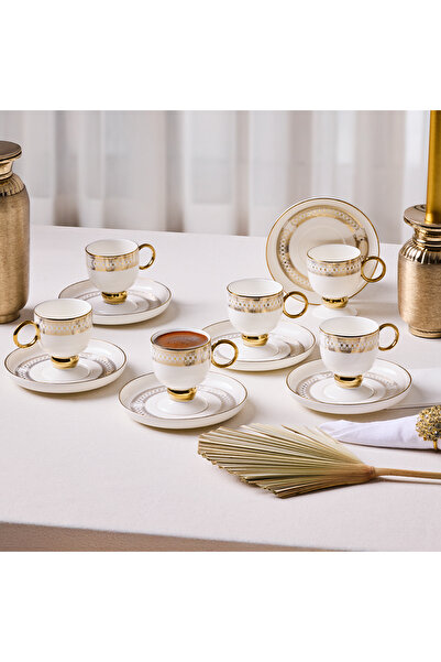 Aryıldız Aurelia Gold 12 Parça 6 Kişilik Kahve Fincan Takımı 90 ml