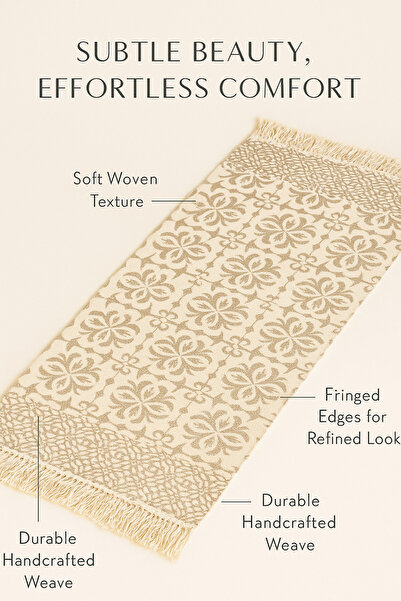 MARIA HOMES Elegant Runner Rug with Floral Pattern – Beige and Gray 90×200 cm