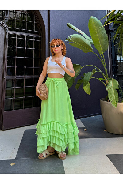 Bak'ap Преміум-спідниця з воланами, багатошарова, 100% бавовна, муслін, богемський стиль