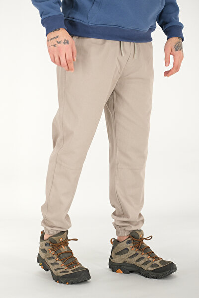 Souris Ανδρικό παντελόνι Jogger σε χρώμα πέτρας, άνετο κομμένο βαμβακερό ελαστικό πόδι με κορδόνι