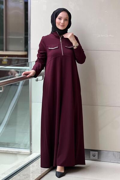 Nuss Mock Neck Half Zipper Bomb Dress