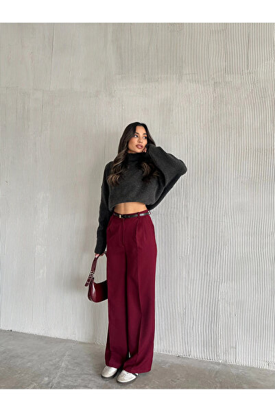 Genel Markalar Bordo Atlas Palazzo Pantolon