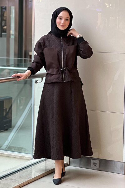 Ceremony Baklava Quilted Set with Zippered Jacket and Skirt