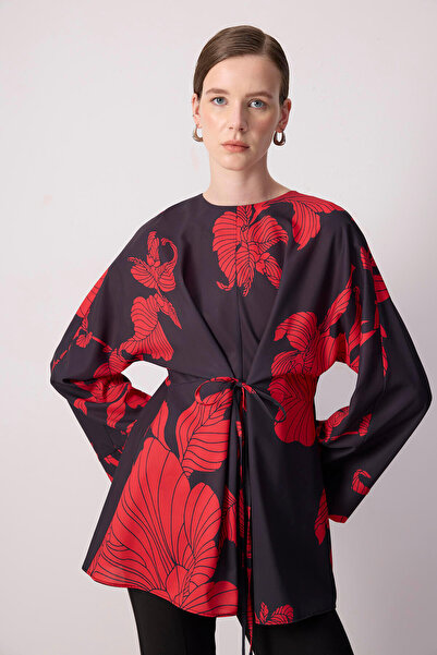Touché Privé Flower Patterned Japanese Sleeve Tunic