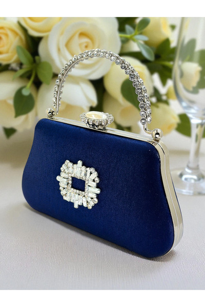 Biçanta Кольорова атласна сумочка з кришталевими камінцями та ручкою для вечірнього вбрання, весілля, заручини, випускний