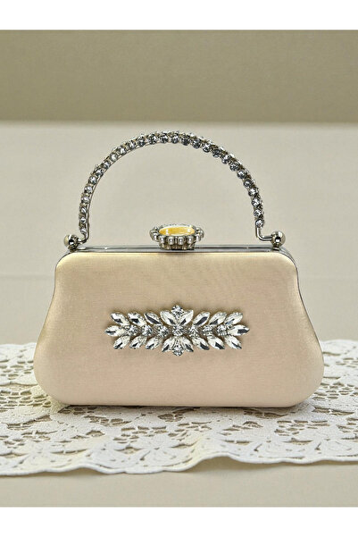 Biçanta Color Glitter Satin Crystal Stone Handle Women Evening Dress Bag Wedding Engagement Graduation