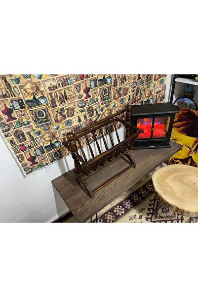 BZ STELLA Antika Ahşap Gazetelik / Dergilik – El İşçiliği Masif Ahşap