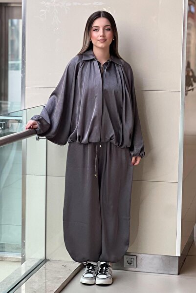 Mahal طقم كاجوال من سترة بامبر وبنطلون شالوار