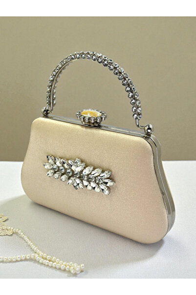 Biçanta Color Glitter Satin Crystal Stone Handle Women Evening Dress Bag Wedding Engagement Graduation