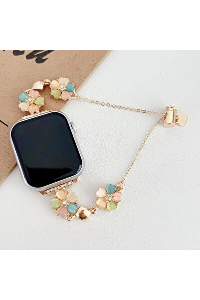 ceptego سوار ساعة أبل معدني مزين بالزهور مقاس 38 ملم