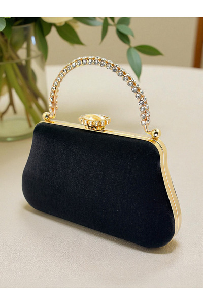 Biçanta Color Glitter Satin Crystal Stone Handle Women Evening Dress Bag Wedding Engagement Graduation
