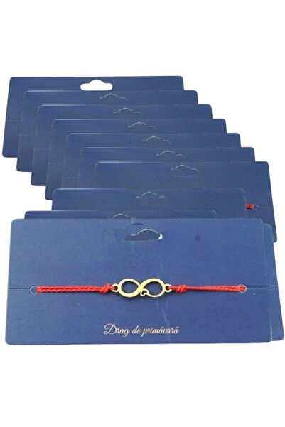 GOLD MARKET Set of 10 Martisor Bracelets, Gold-tone, Stainless Steel and Textile, Infinity model