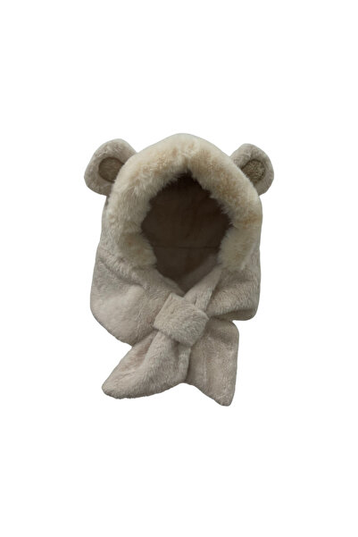 Löwin Plush Two-In-One Beanie and Shawl with Ear Detail |   Soft and Warm Winter Hat