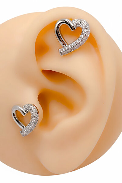 Trinos Cerrrahi Çelik Piercing ( Pirsing ) Tasarım Kalpli Tragus Helix Pierci...