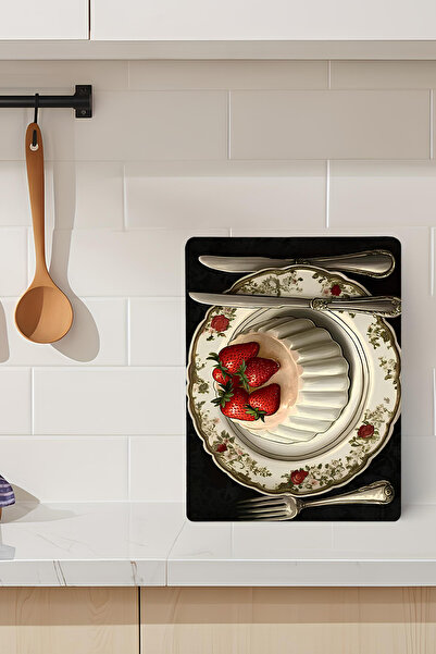 kutuTR Vintage Porcelain Plate Patterned Tempered Glass Cutting Board 21X30 c...