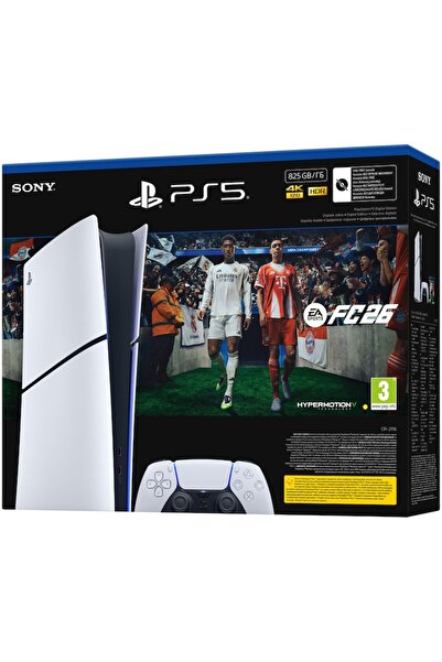 Sony Consolă PlayStation 5 Digital Edition (PS5) Slim, SSD de 825 GB, șasiu electronic, pachet EA Sports FC 26