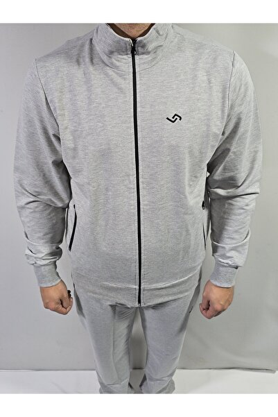 Jump Men's Comfortable Fit Mock Neck Cotton 2 Thread Tracksuit Set