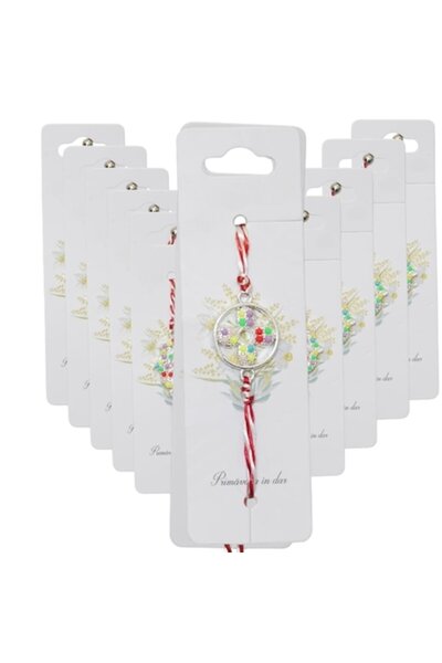 GOLD MARKET Set de 10 brățări tradiționale de mărțișor cu șnur alb-roșu și pa...