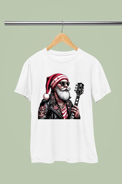 MAGORS تيشيرت روك قطني مطبوع عليه عيد الميلاد نويل بأكمام قصيرة وقصة عادية