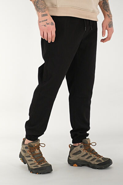 Souris Ανδρικό μαύρο παντελόνι Jogger Άνετο βαμβακερό ελαστικό πόδι με κορδόνι