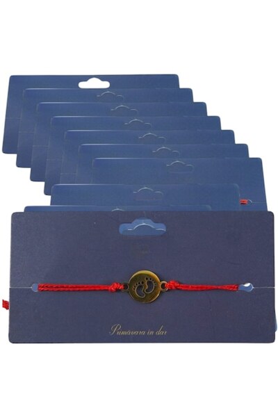 GOLD MARKET Set of 10 Martisor bracelet-type, gold-colored, stainless steel & textile, on card, design