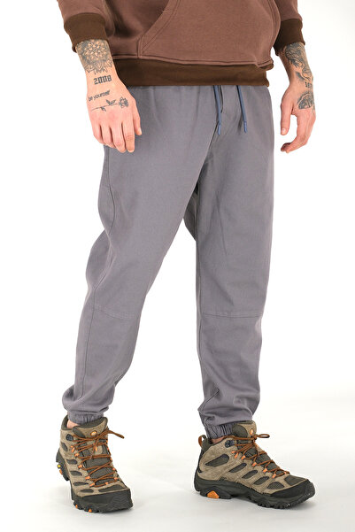 Souris Ανδρικό παντελόνι jogger καπνιστό, άνετο βαμβακερό, ελαστικό πόδι με κορδόνι