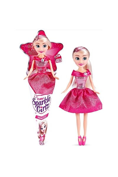 OEM Sparkling fairy doll with hair and pink dress, 28 cm