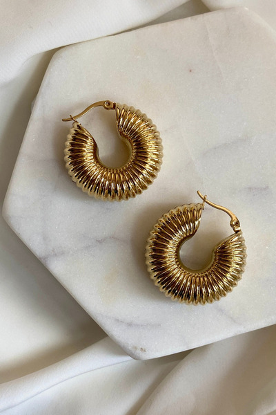 Leo'Stone Special Series Bold Wave Design Snail Model Women's Steel Earrings