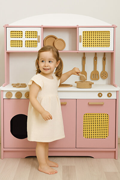 HOBBY HOUSE Pembe Hazeranlı Premium Mutfak Seti 9 Parça Servis Seti ve Led Iş...