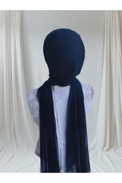 Nuray hazır duvak Accessories Included Dark Navy Blue Stretchy Fabric Ready-Made Veil Ready-Made Shawl Ready-Made Turban