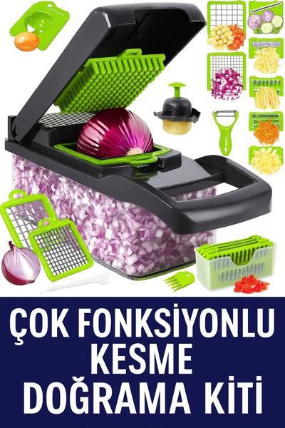 Zogira Çok Fonksiyonlu Sebze Doğrama Seti (7/10 Parça) | Paslanmaz Çelik Bıça...
