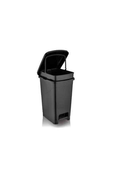 Omnipazar Srl-3029 Slim Pedal Plastic Trash Can with Inner Bucket 25 Lt Black