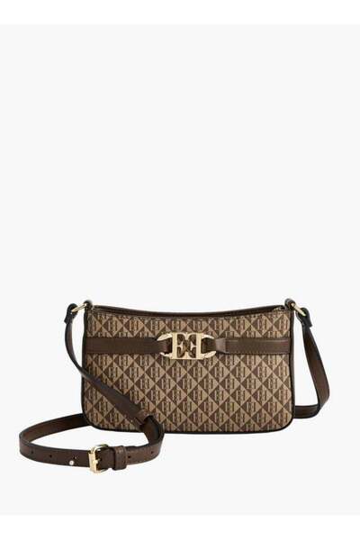 ELLE Women Monogram Print Crossbody Bag with Zip Closure