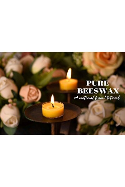 Generic Natural Yellow Beeswax Tealight Candles - 12 Pack, Unscented, Clean Burn