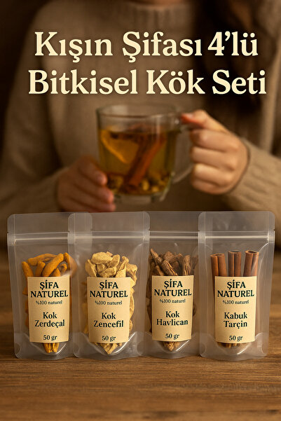 Velit Şemin Şifa Naturel Doğal Kış Çayı Kökleri Seti – Zerdeçal, Zencefil, Havlıcan, Tarçın (Şifa Naturel)