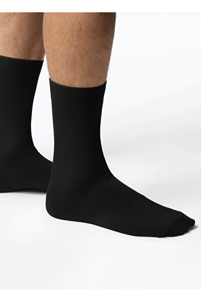 İbrahim Berk Unisex 6 ζευγάρια βαμβακερές μαύρες κάλτσες τένις Soket Boy