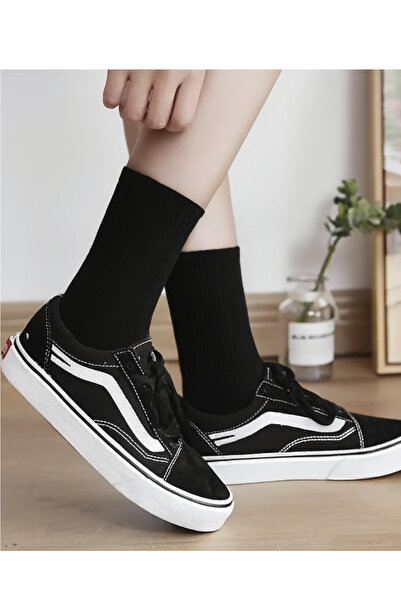 İbrahim Berk Unisex 6 Pairs Cotton Black Tennis Socks Socket Length