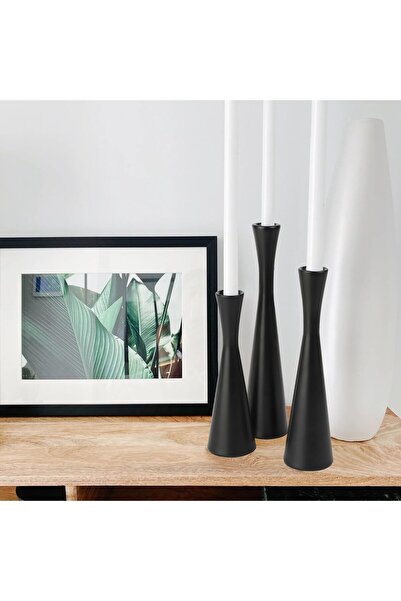 KASTWAVE Matte Black Candle Holders Set of 3 - Metal Taper Candlesticks