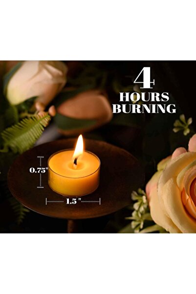 Generic Natural Yellow Beeswax Tealight Candles - 12 Pack, Unscented, Clean Burn
