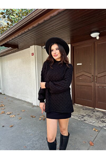 ikomteks Crew Neck Textured Knit Tunic