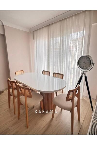 holzwelt Bohem Masa Takımı Ahşap Masa Takımı 6 Kişilik Masa Sandalye Takımı İ...