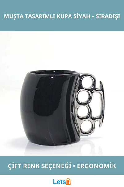 Letsii Ergonomic Mug with Porcelain Design Black 11X13 cm
