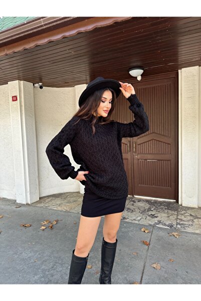 ikomteks Crew Neck Textured Knit Tunic