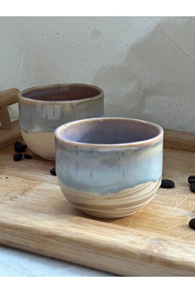 Vaveyla Sanat 2'li Modern Bohem Stoneware Espresso & Türk Kahvesi Fincanı