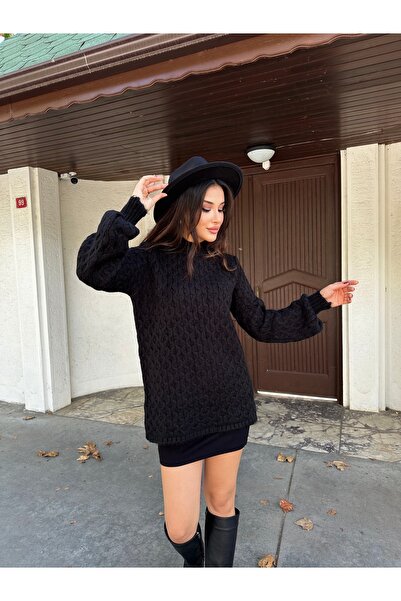 ikomteks Crew Neck Textured Knit Tunic