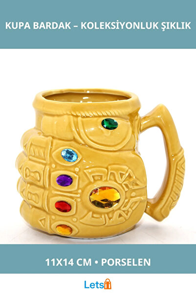 Letsii كوب بورسلين على شكل يد ثانوس مقاس 11×14 سم، قطعة تذكارية من مارفل