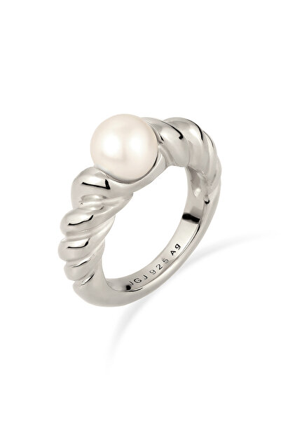 ELLI Ring Damen Gedreht Synthetische Perle Weiß 925 Sterling Silber